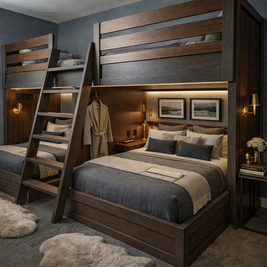 The Alabama Cheers: Bespoke Twin Over Full End-to-End Quad Bunk Suite - Professional-Grad Bunk Beds