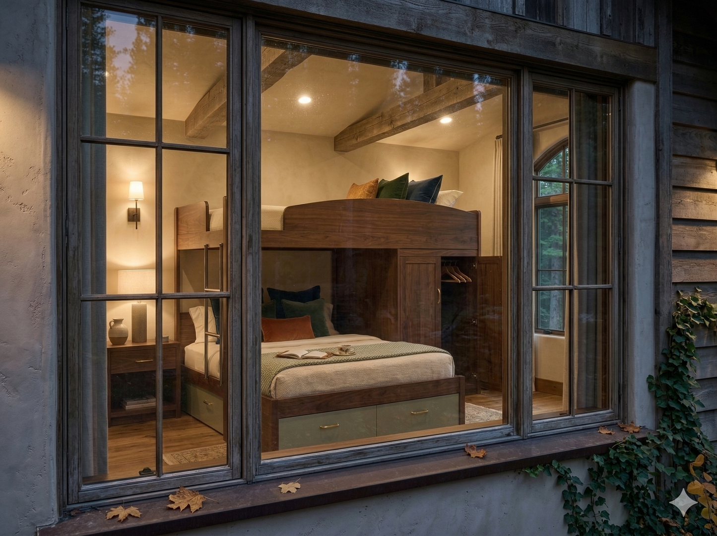 A Modern Architectural Retreat: The High-Capacity Triple-Bunk & Integrated Closet