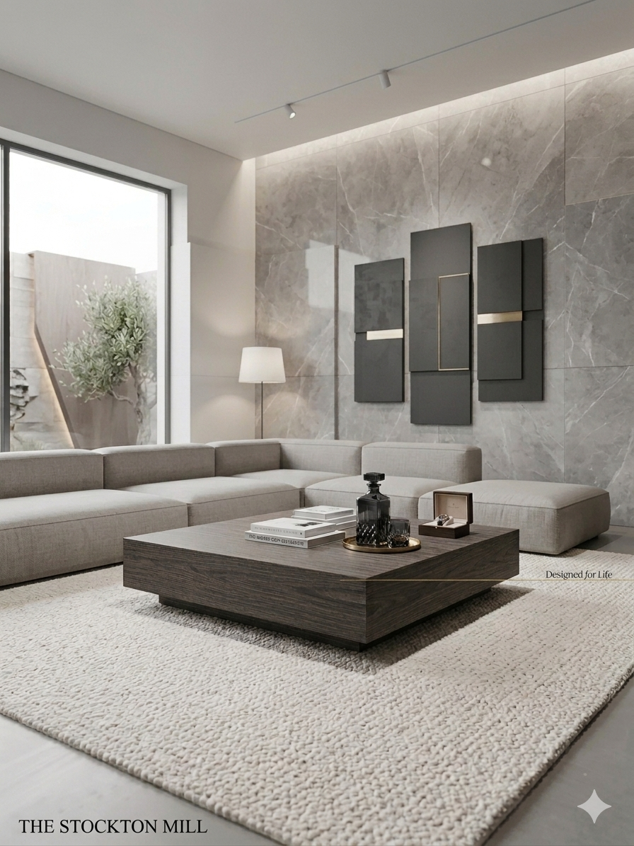 The Stockton Mill Bespoke Floating Coffee Table - Modern Minimalist Walnut - Large