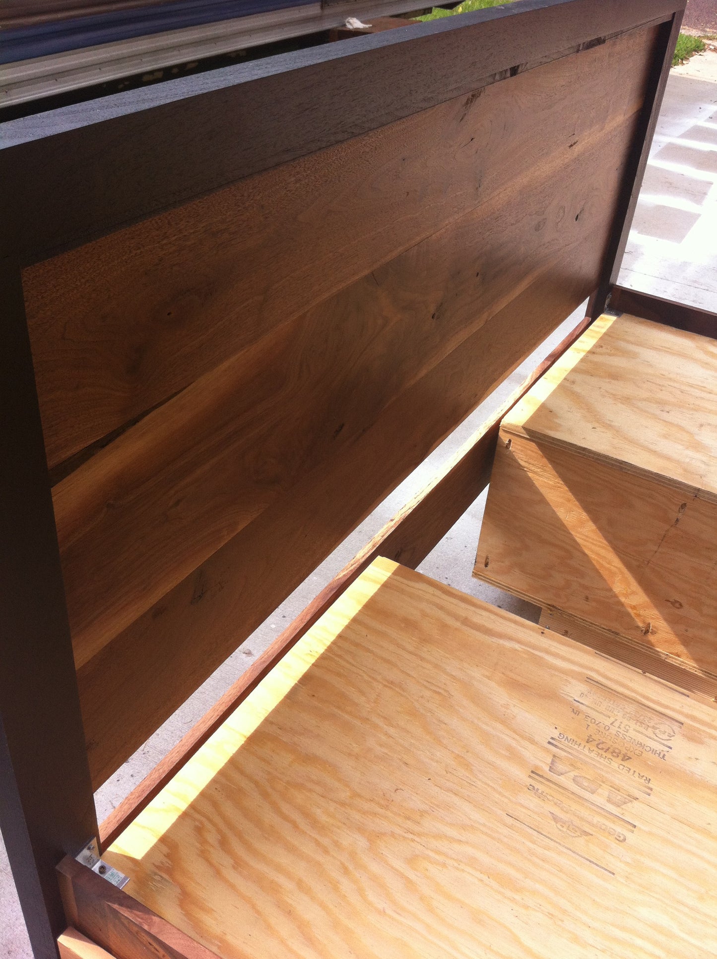 Modern Sappy Walnut Queen Platform Bed w/ six drawers