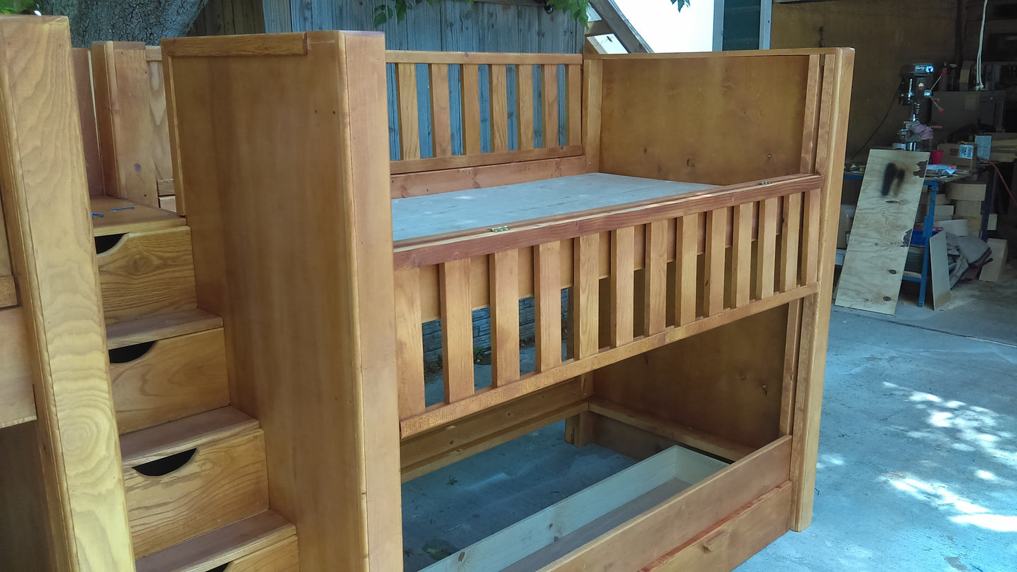 Integrated Central Storage Stairwell with Solid Hardwood Joinery