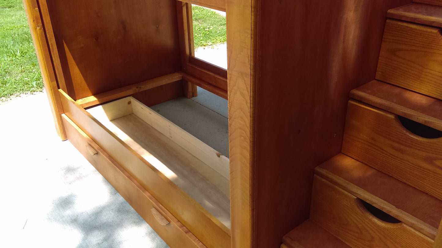 Integrated Central Storage Stairwell with Solid Hardwood Joinery