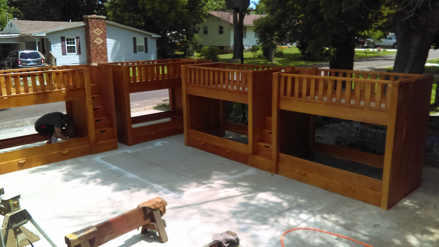 Integrated Central Storage Stairwell with Solid Hardwood Joinery
