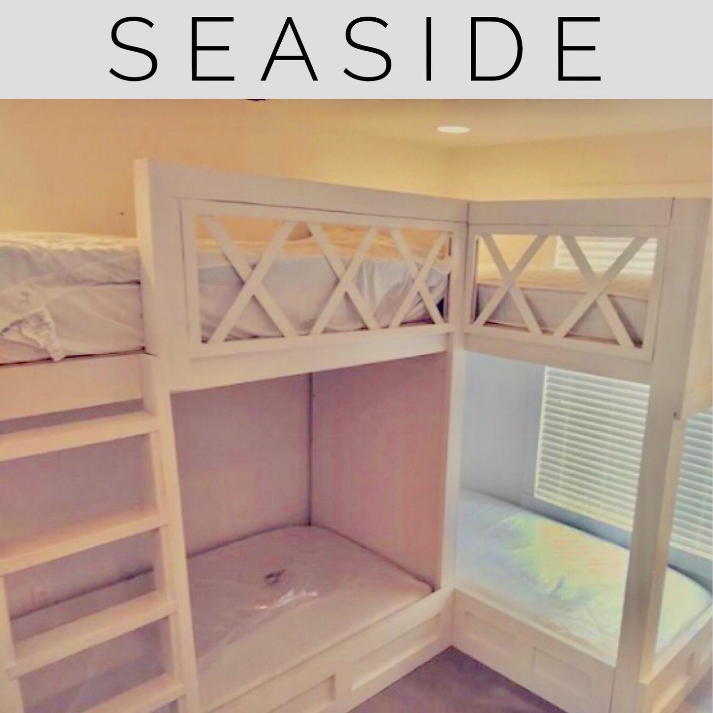 The Sea Side Bespoke L-Shaped Twin Over Twin Quad Bunk Suite - High-Capacity Artisan Build with Parsons Trim