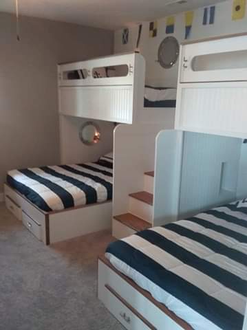 Architectural Quad Bunk Design with Integrated Stairs - Precision-Built Guest Retreat